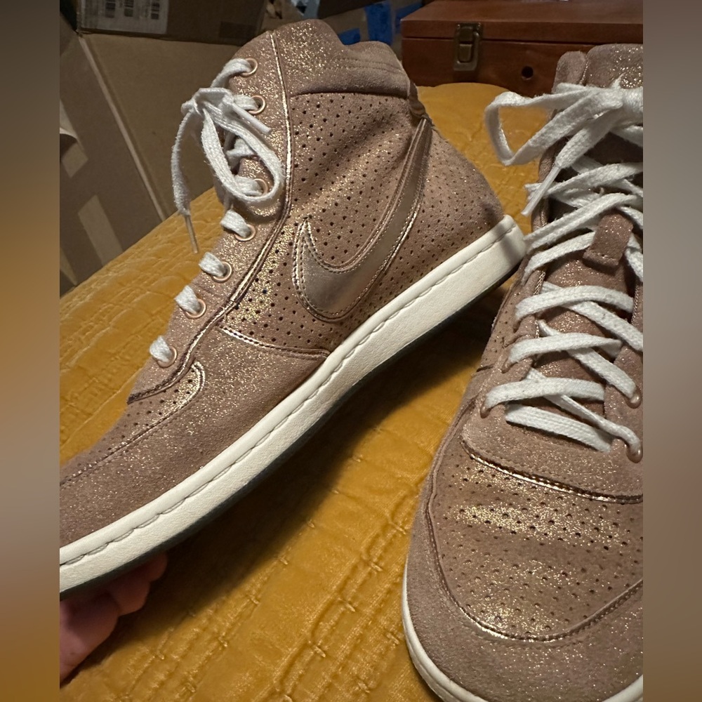 Nike Air high top bronze/rose gold sneakers